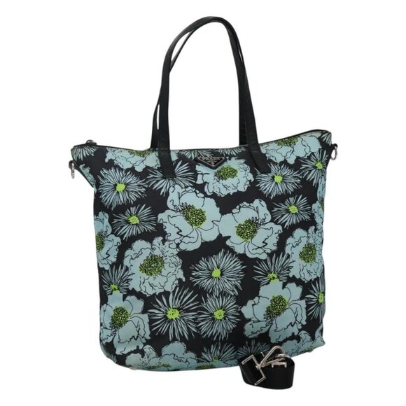 PRADA Tote Bag Nylon 2way Blue Black Auth 112440 - Picture 1 of 16